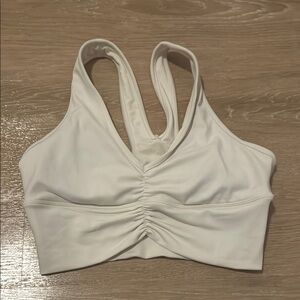 White Ruched Sports Bra alo off white